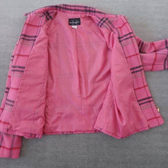 Vintage Requirements Jacket Womens 18 Pink Plaid Full Zip Wool Blend Barbiecore - Picture 6 of 9
